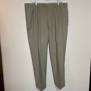 Lauren Ralph Lauren Mens 38x30 Tan Wool Pleated Cuffed Dress Pants Total Comfort